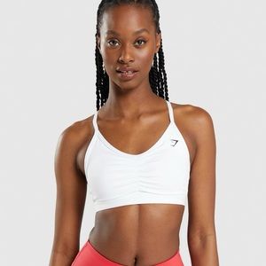Gymshark “Ruched Sports Bra” (White)